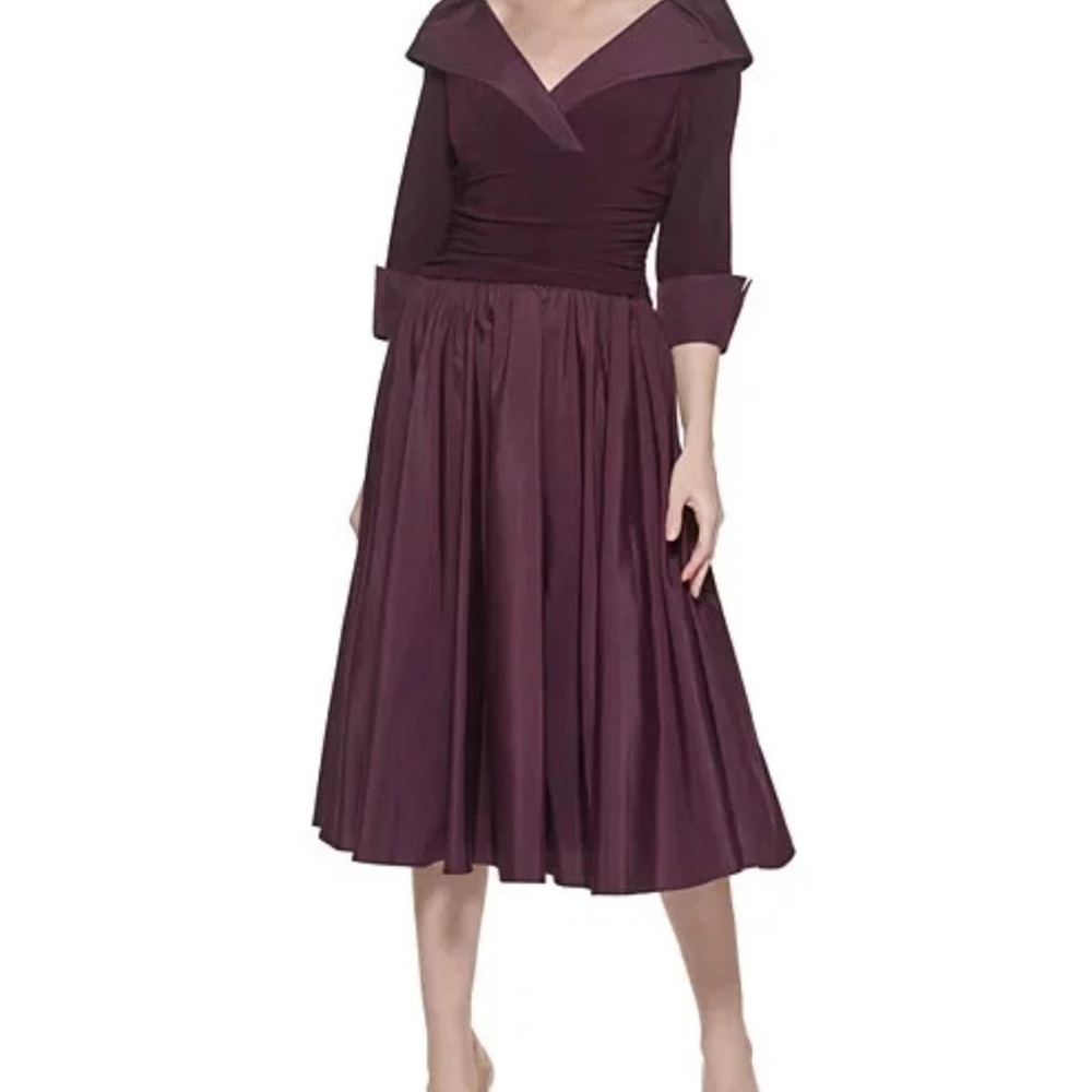 Jessica Howard Mixed-Media Fit & Flare Midi Dress Size 6
